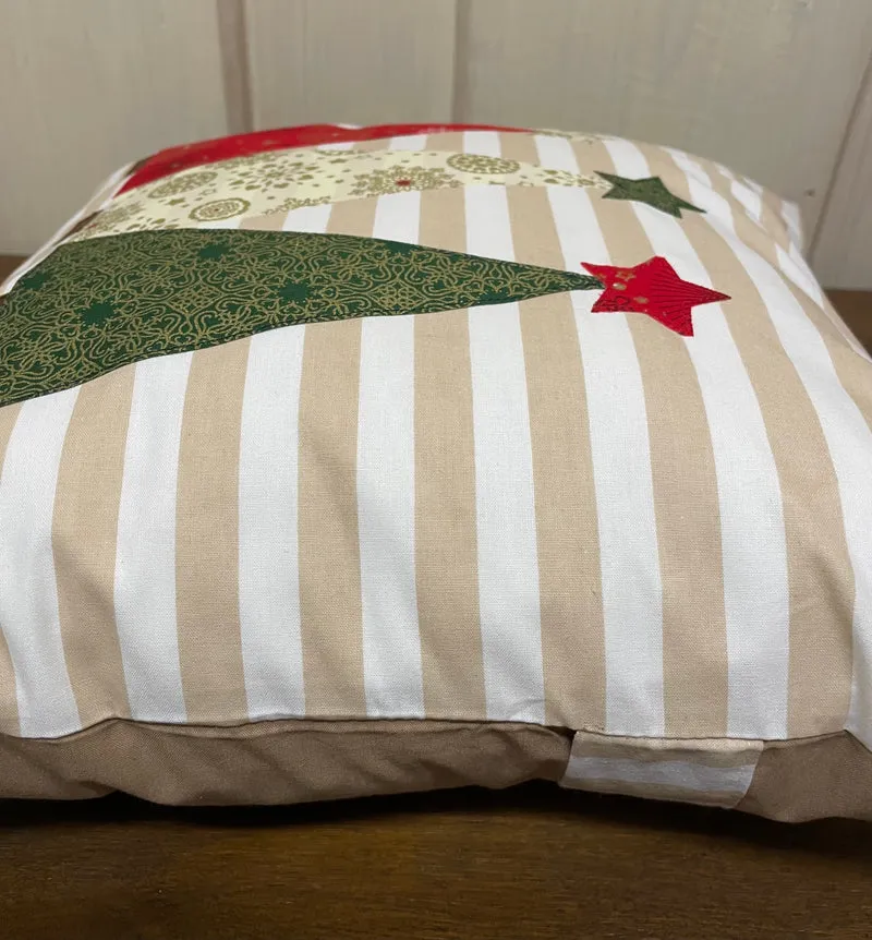 1x Weihnachtliche Landhausstil Kissenhülle * Kissenbezug * Dekokissen * beige weiß gestreift