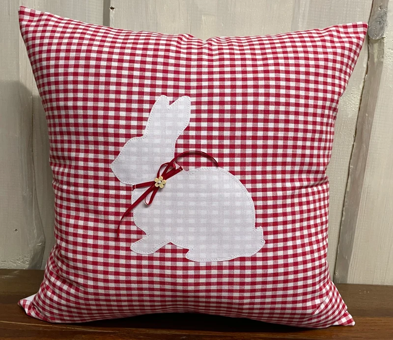 1 Landhausstill Kissenhülle, Kissenbezug, Osterkissen,Ostern rot/weiß