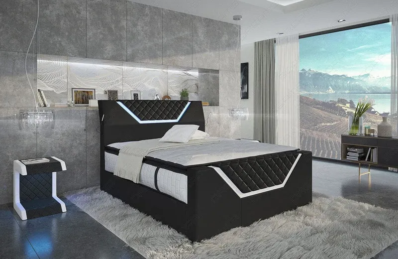 Boxspringbett Nantes Schwarz/Weiß 200x220 cm