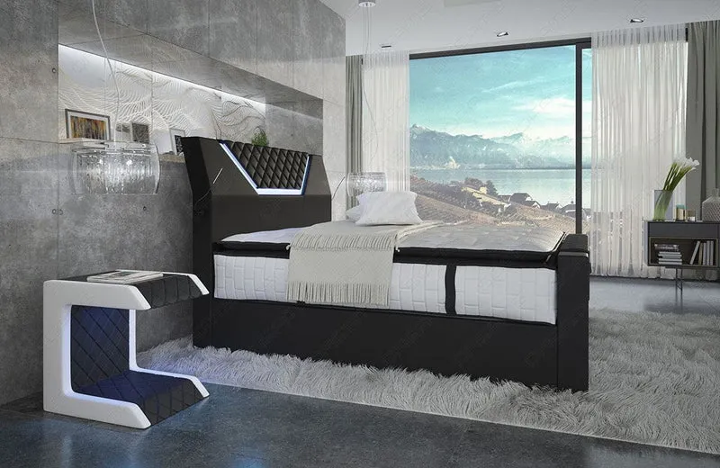 Boxspringbett Nantes Schwarz/Weiß 200x200 cm