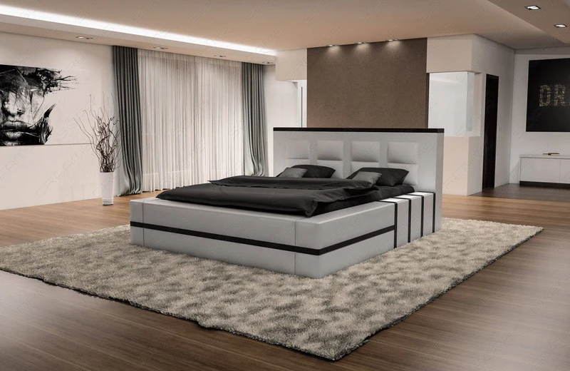 Bettgestell Asti Weiß-Schwarz 200x220 cm