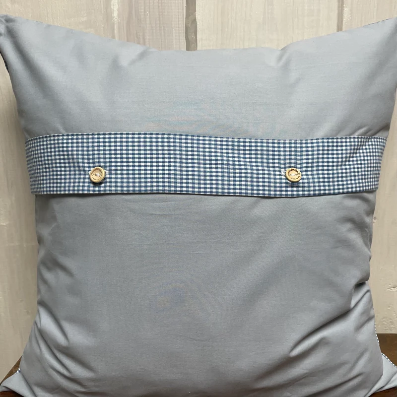 Landhausstil Kissenhülle * Kissenbezug * Bauernstube Dekokissen * Kuh* blau/grau