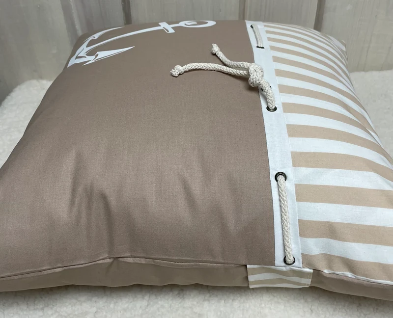 Maritime Kissenhülle, Landhausstil Dekokissen * Anker * beige/weiß