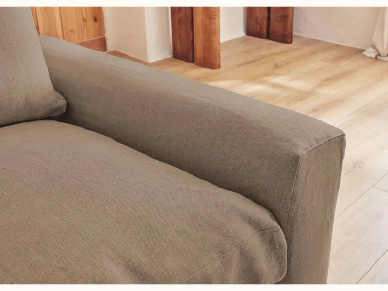 Fauteuil large en lin LENO - 80 cm