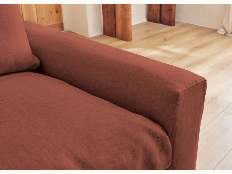 Fauteuil large en lin LENO - 80 cm