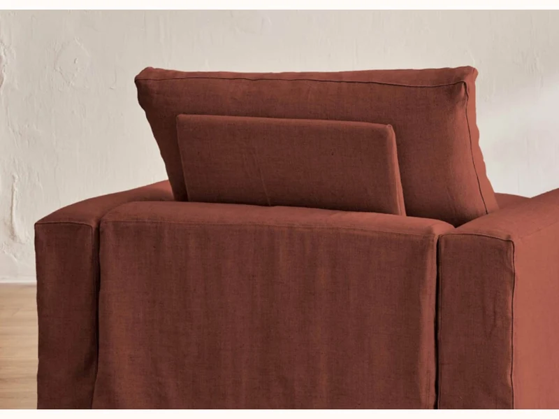 Fauteuil large en lin LENO - 80 cm