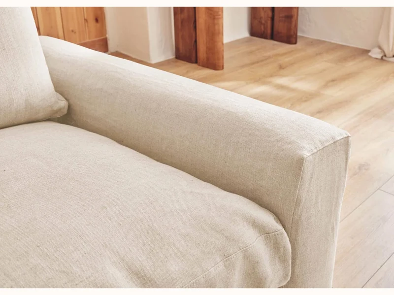 Fauteuil large en lin LENO - 80 cm