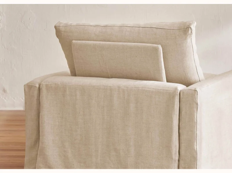 Fauteuil large en lin LENO - 80 cm