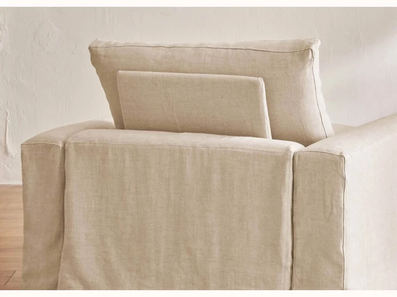 Fauteuil large en lin LENO - 80 cm