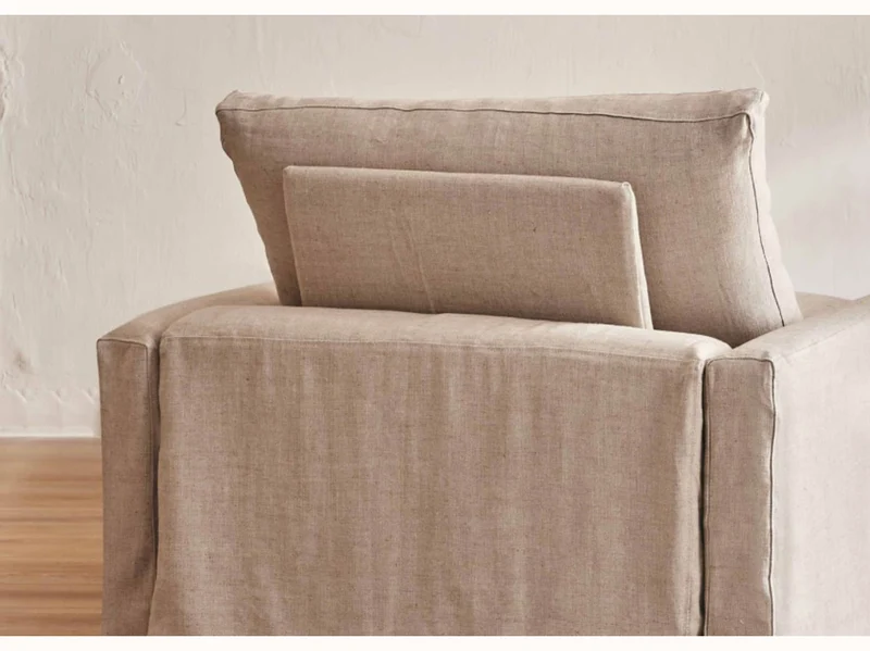 Fauteuil large en lin LENO - 80 cm