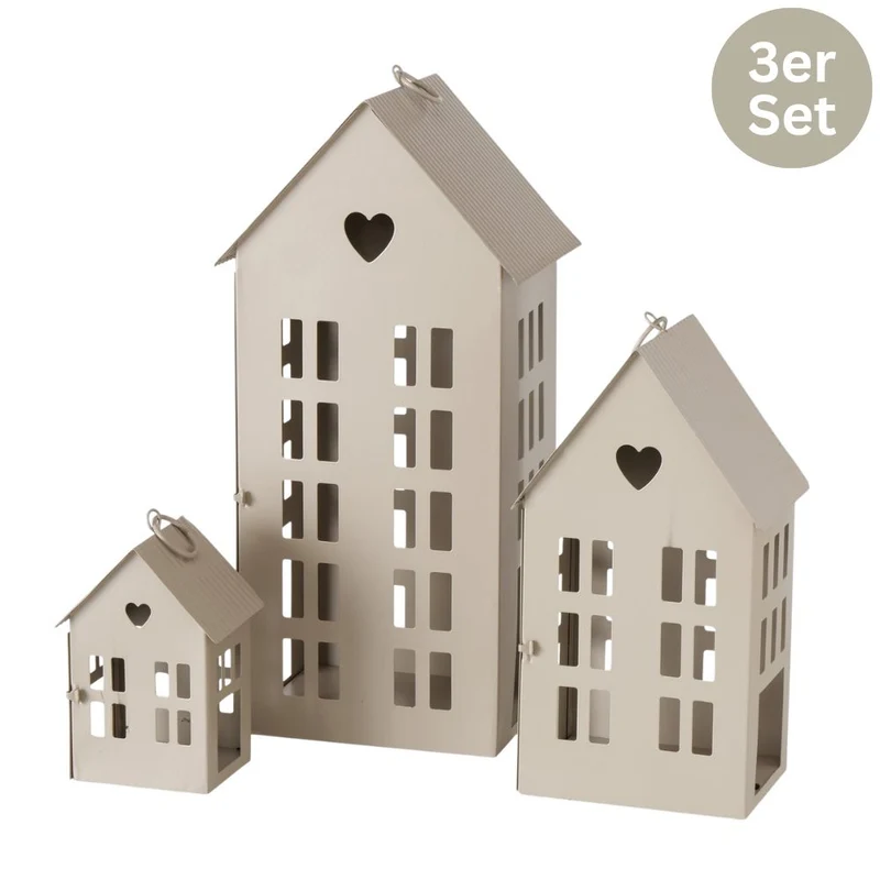 Laternen-Häuser Elin 3er-Set beige