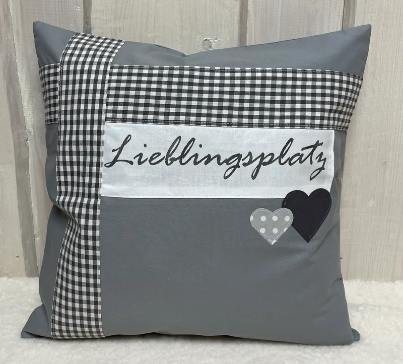 Landhausstil Kissenhülle * Kissenbezug * Dekokissen * Lieblingsplatz * grau