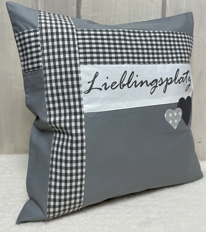 Landhausstil Kissenhülle * Kissenbezug * Dekokissen * Lieblingsplatz * grau