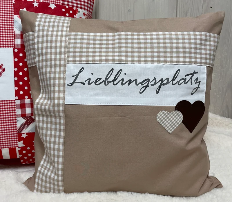 Landhausstil Kissenhülle * Kissenbezug * Dekokissen beige/weiß * Lieblingsplatz *
