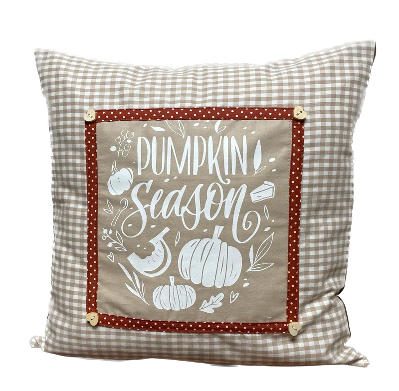 Landhausstil Kissenhülle, Kissenbezug, beige/weiß kariertes Dekokissen * Herbst *
