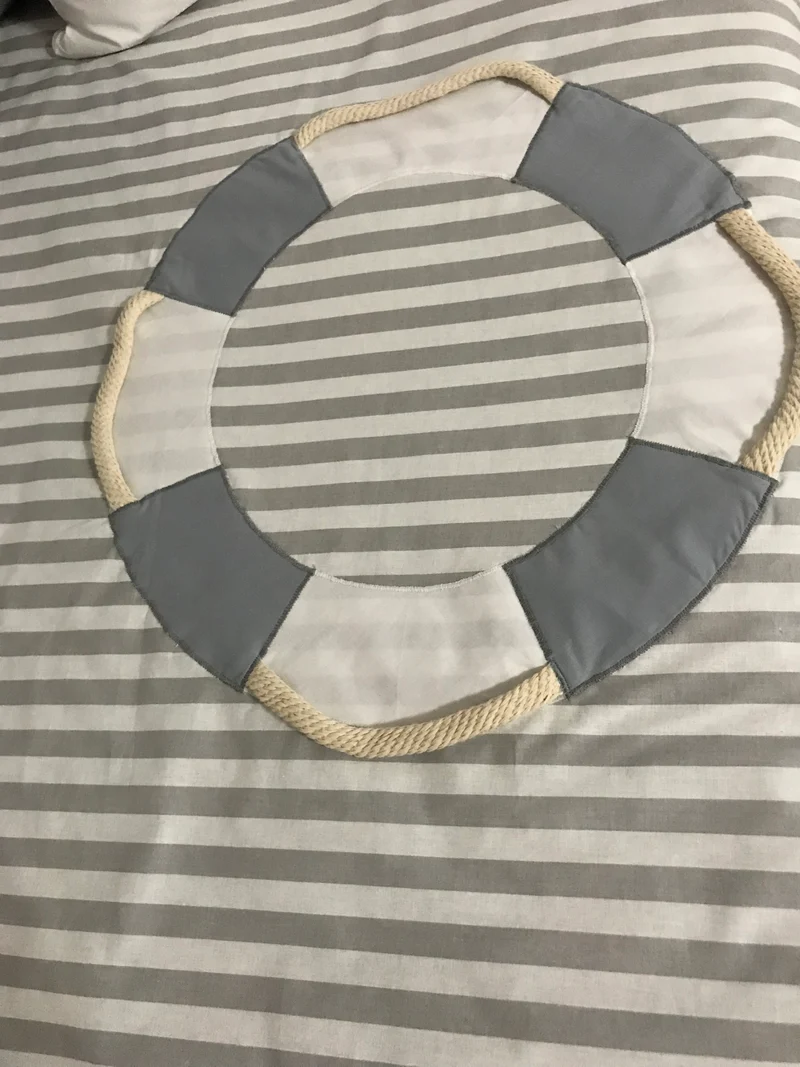 Maritime Patchwork Decke, Tagesdecke, Kinderdecke, Bettüberwurf 130cm x 200cm grau/weiß