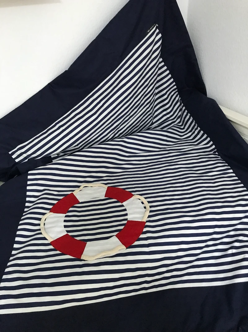 Maritime Patchwork Decke, Tagesdecke, Kinderdecke, Bettüberwurf 130cm x 200cm