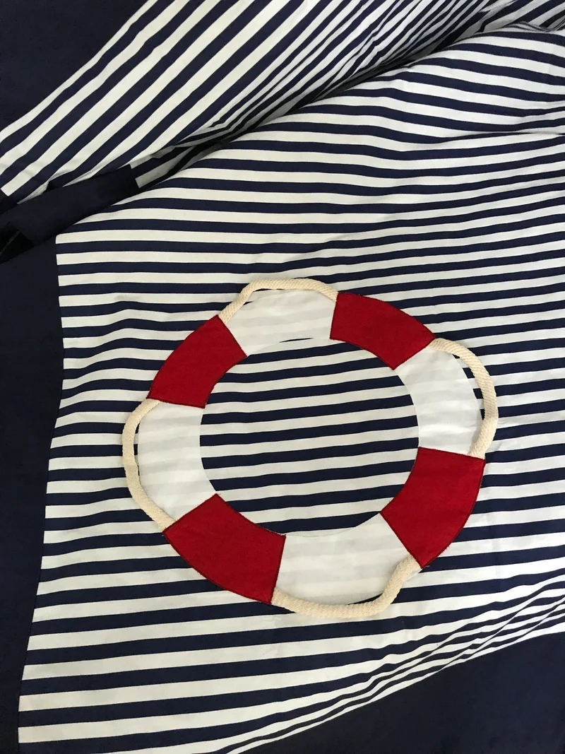 Maritime Patchwork Decke, Tagesdecke, Kinderdecke, Bettüberwurf 130cm x 200cm