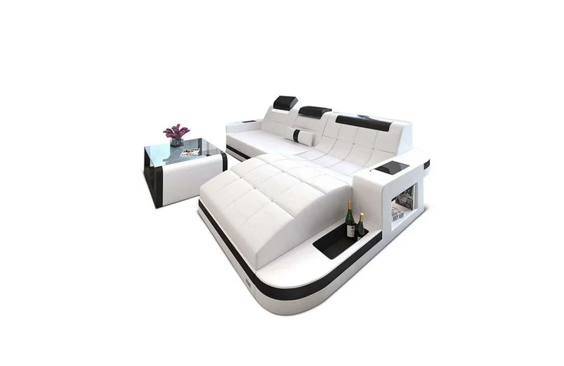 Mini Ecksofa Wave L-Form aus Leder