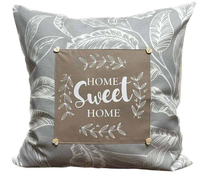Landhausstil Kissenhülle * Kissenbezug * Dekokissen „ sweet home „ grau/weiß