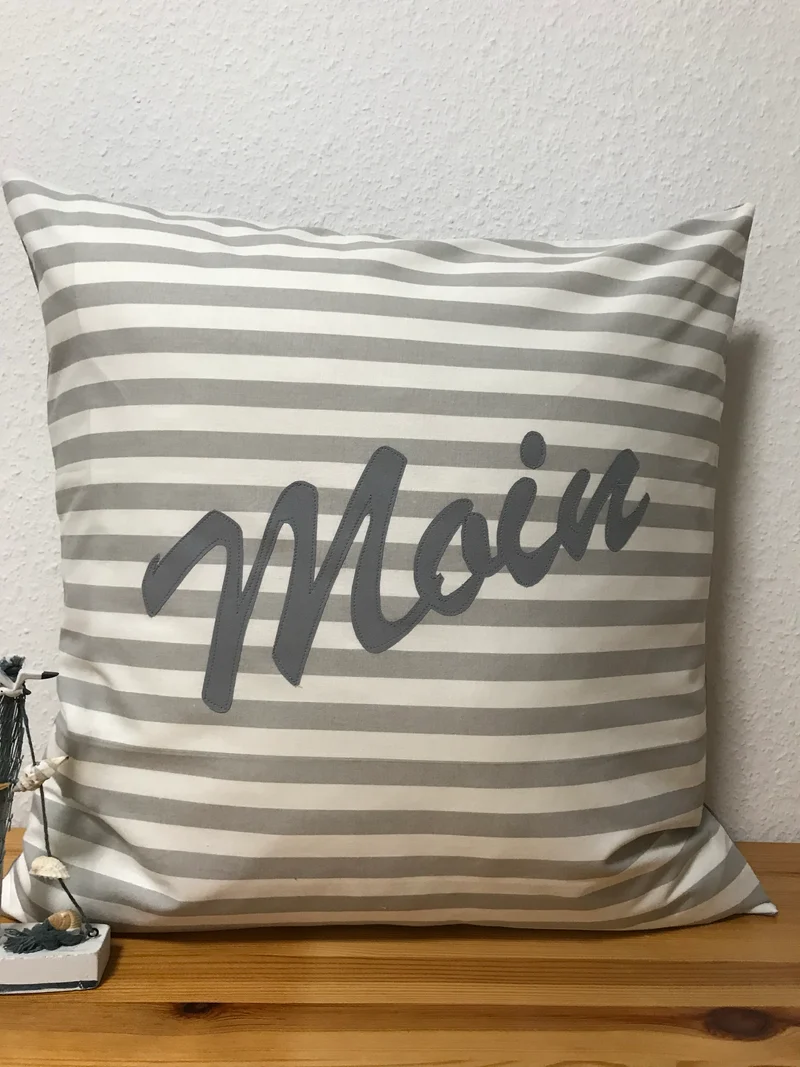 Maritime Kissenhülle, Kissenbezug, Landhausstil Kissen * Moin * grau/weiß.