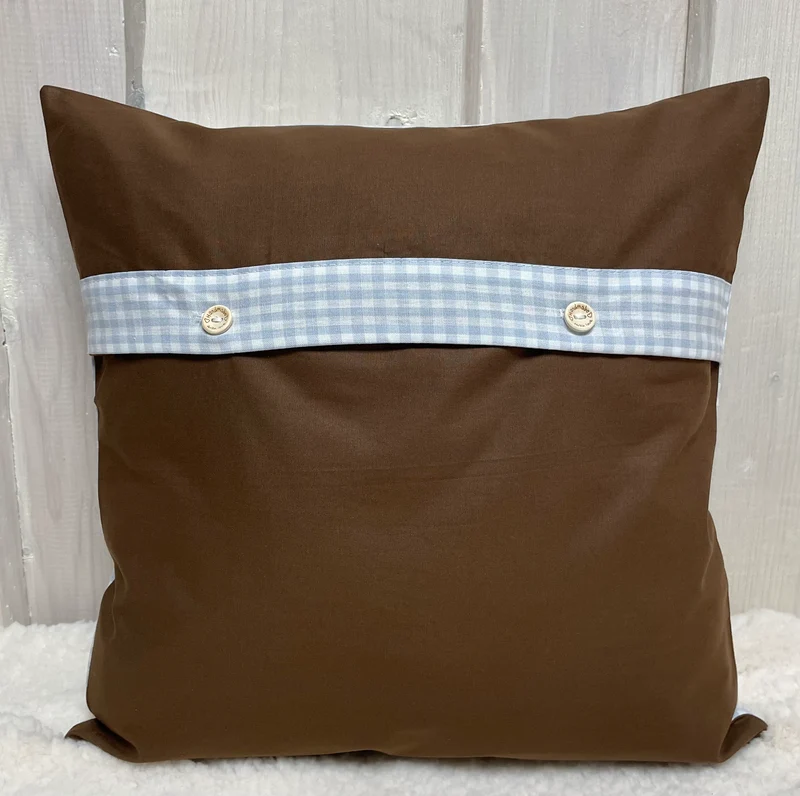 Landhausstil Kissenhülle * Kissenbezug * hellblau/weiß kariertes Dekokissen * Hirsche*