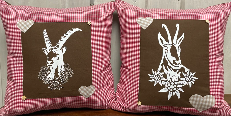 Landhausstil Kissenhülle * Kissenbezug * Bauernstube Dekokissen * Gamsbock *