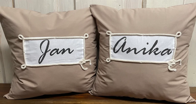 1x Personalisierte Kissenhülle, Landhausstil Kissenhülle * Kissenbezug * Dekokissen * beige