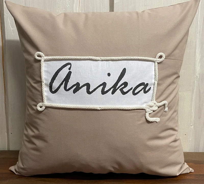 1x Personalisierte Kissenhülle, Landhausstil Kissenhülle * Kissenbezug * Dekokissen * beige