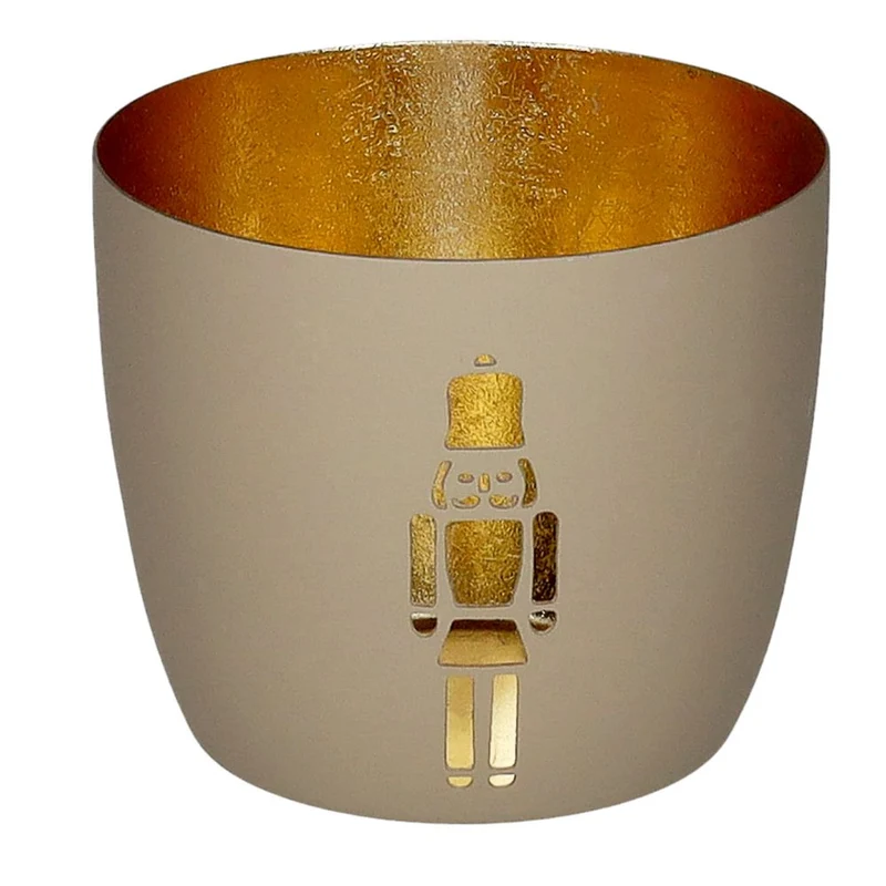 Windlicht Madras Nussknacker sand-goldfarben