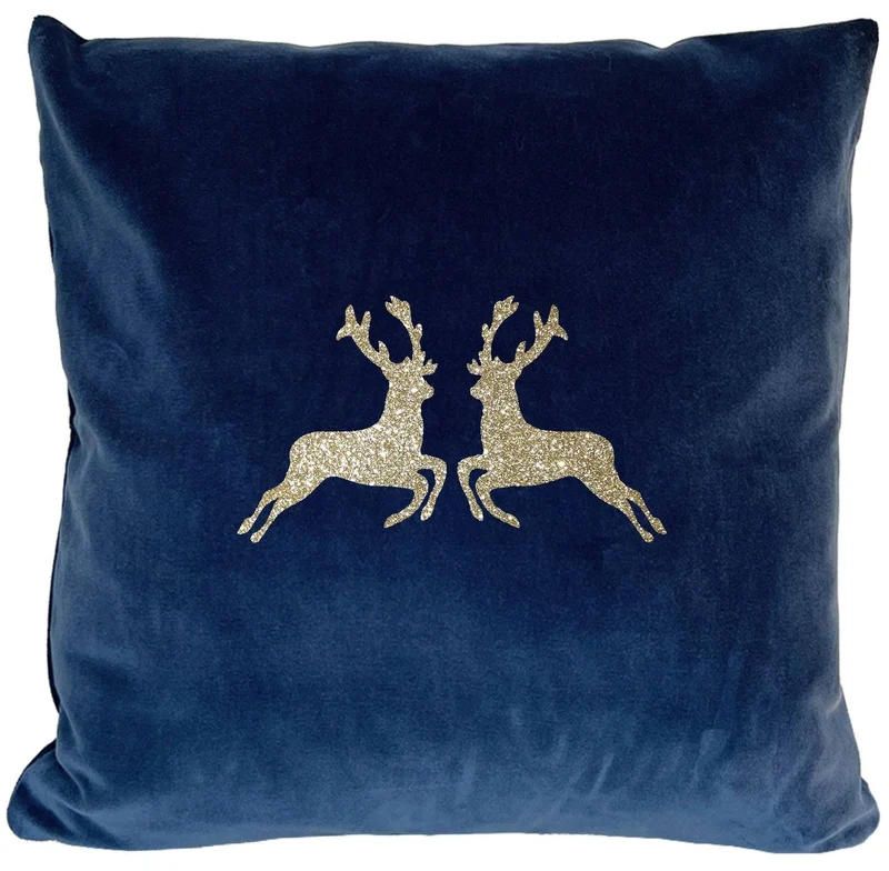 Samtkissen goldene Hirsche