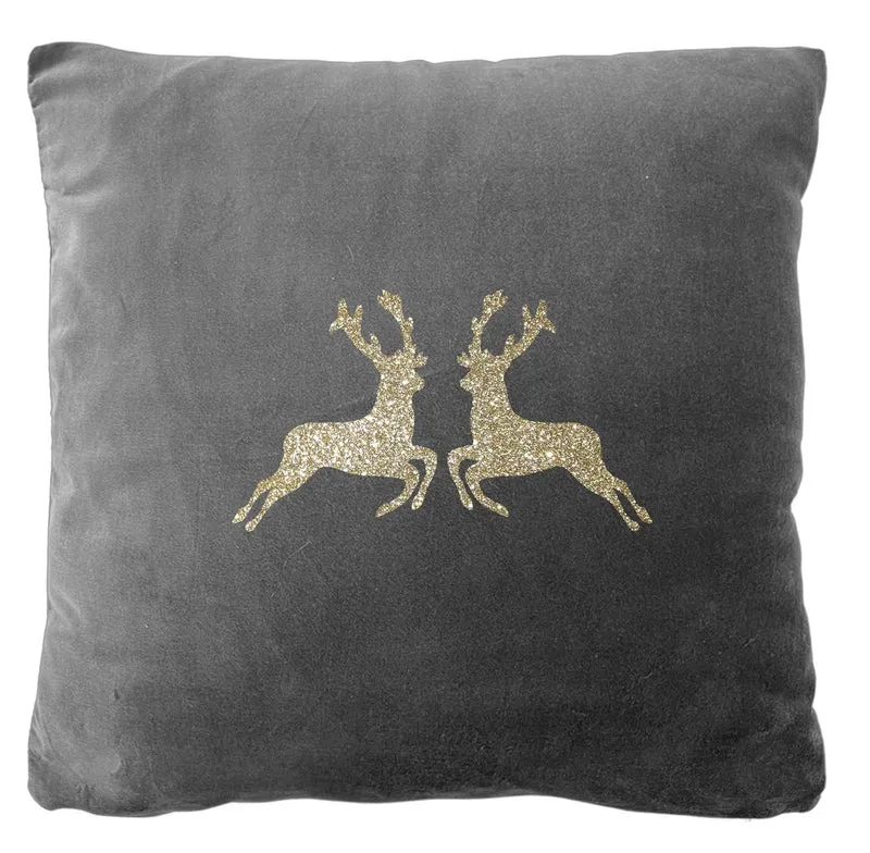 Samtkissen goldene Hirsche
