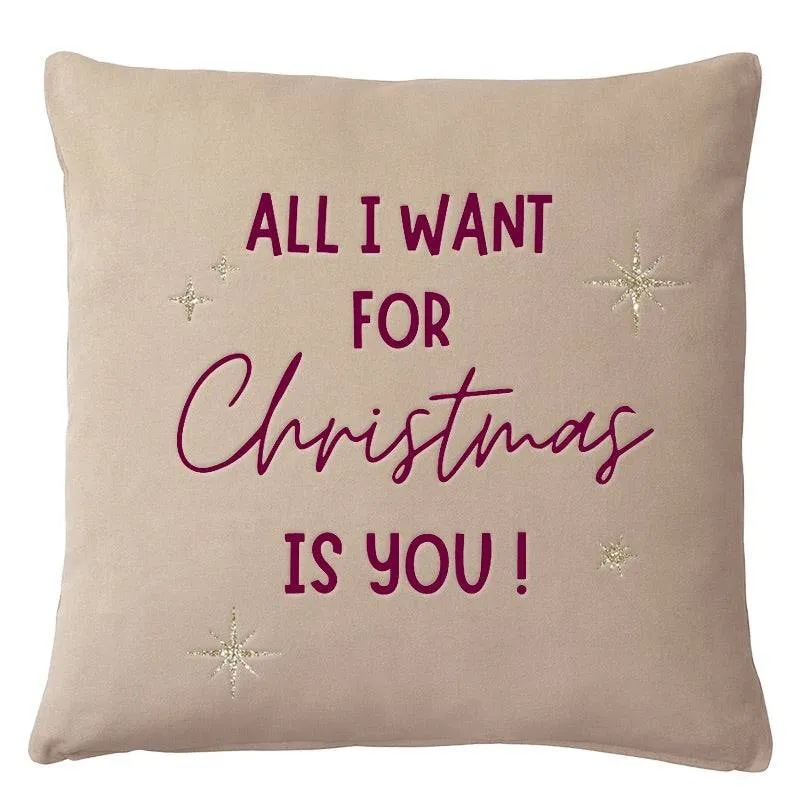 Samtkissen "All I want for Christmas"
