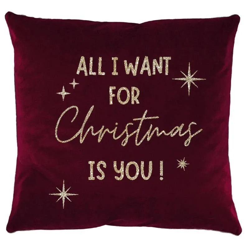 Samtkissen "All I want for Christmas"