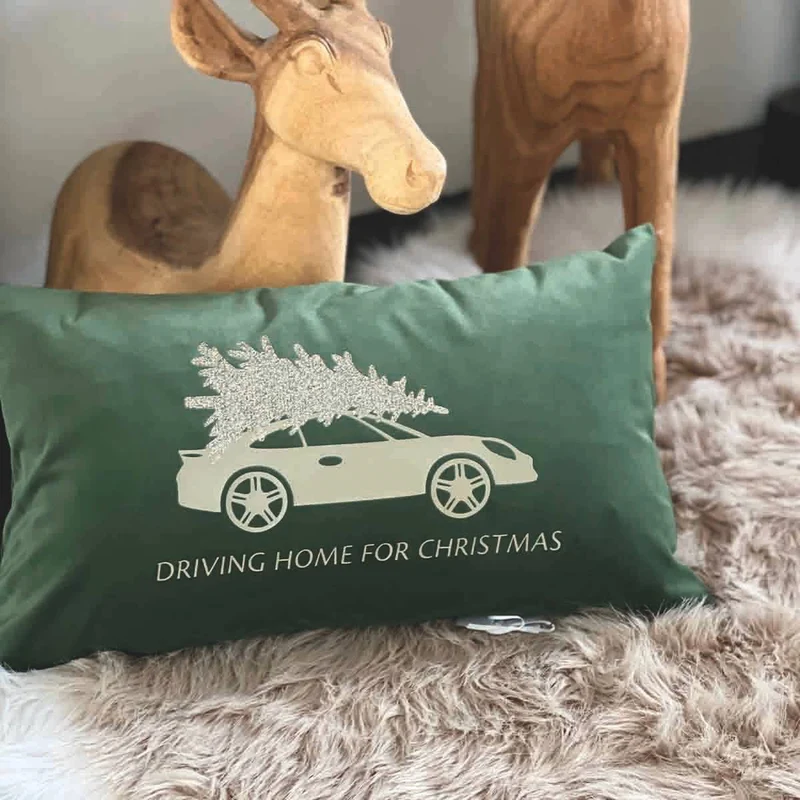 Samtkissen mit Weihnachts Porsche
