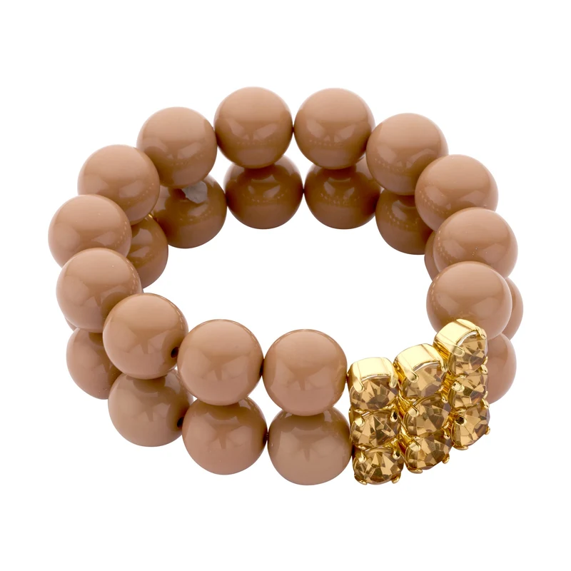 chunky Perlenarmband doppelt beige