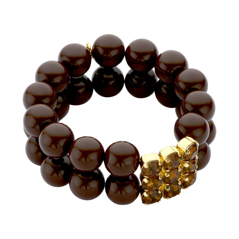 chunky Perlenarmband doppelt dunkelbraun