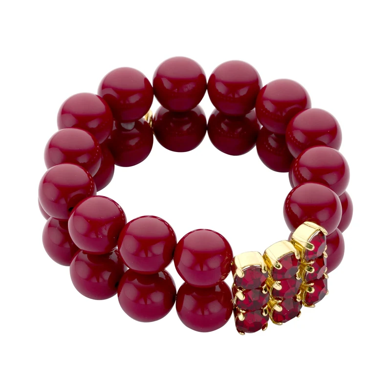 chunky Perlenarmband doppelt dunkelrot