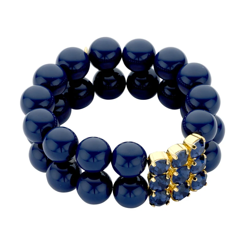chunky Perlenarmband doppelt dunkelblau