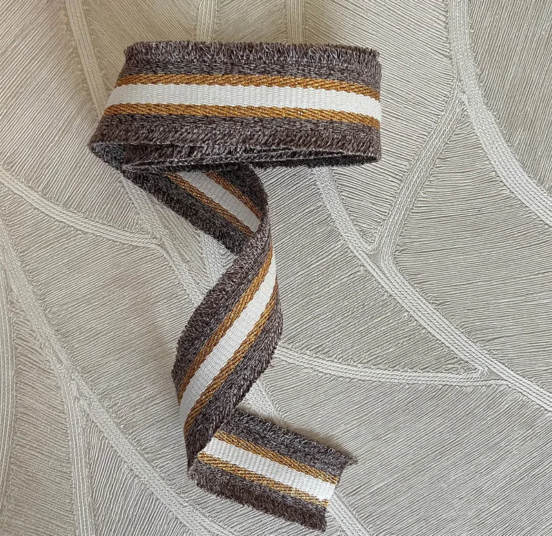 Stoff Gürtel gewebt beige/gold