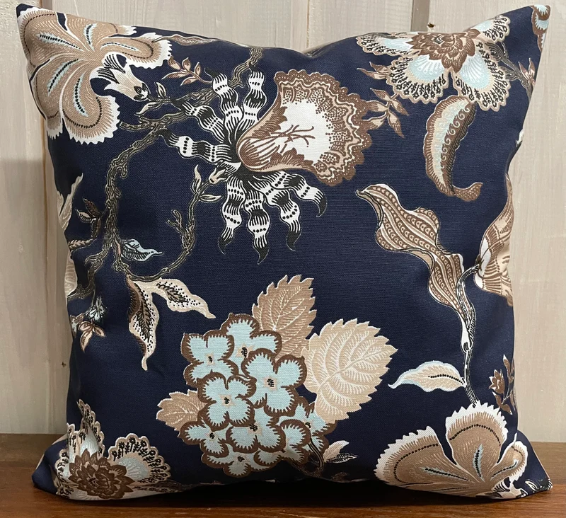 Landhausstil Kissenhülle * Kissenbezug * Dekokissen * Blumenmuster blau/beige