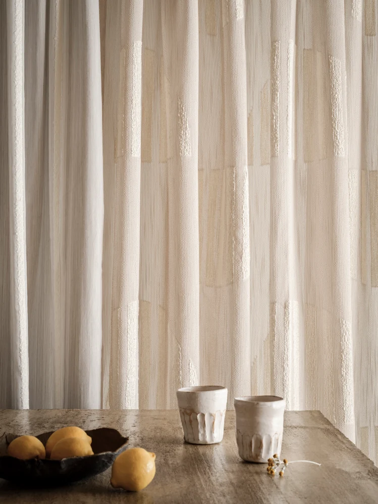 Gardinenstoff Bouclé Circles - charcoal 302 cm