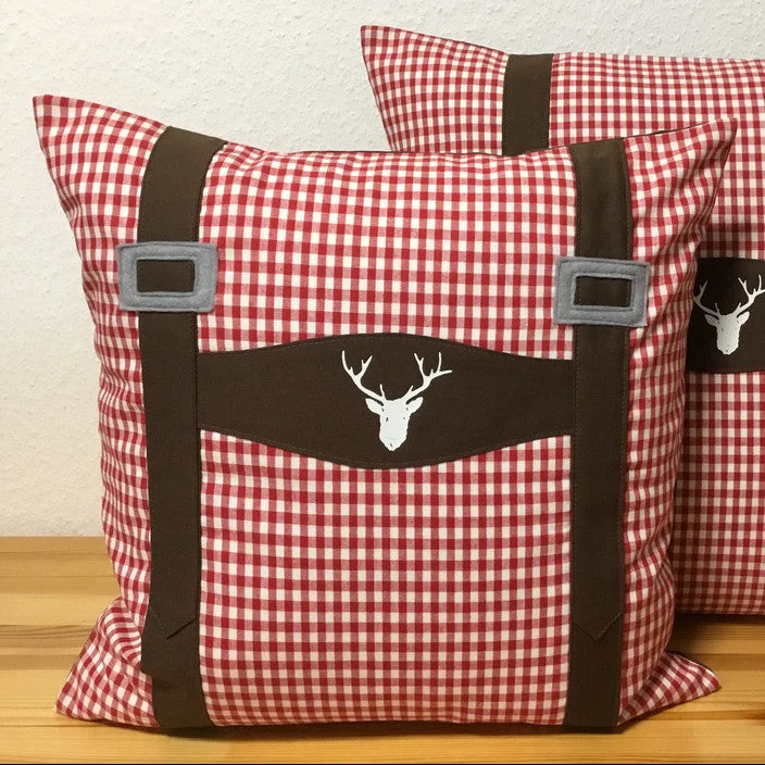 1x Landhausstil Kissenhülle * Kissenbezug * Bauernstube Dekokissen *Bayern* braun/rot