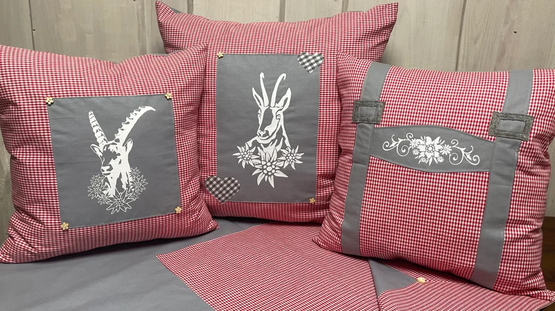 1x Landhausstil Kissenhülle * Kissenbezug * Bauernstube Dekokissen * Steinbock *