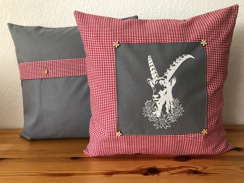 1x Landhausstil Kissenhülle * Kissenbezug * Bauernstube Dekokissen * Steinbock *
