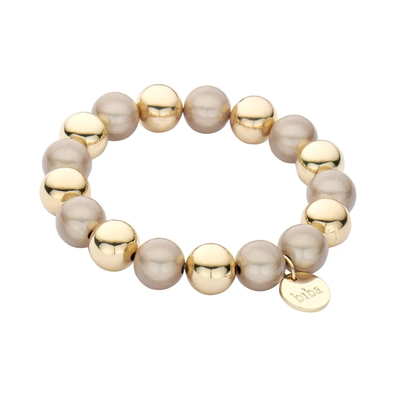 chunky Perlenarmband beige-gold