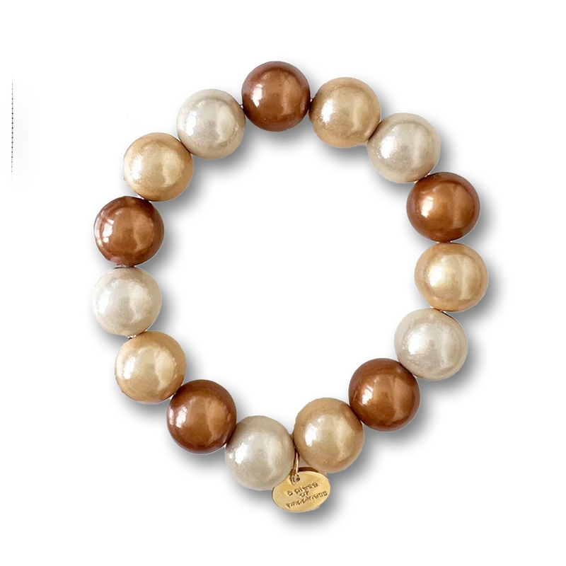 chunky Perlenarmband beige braun