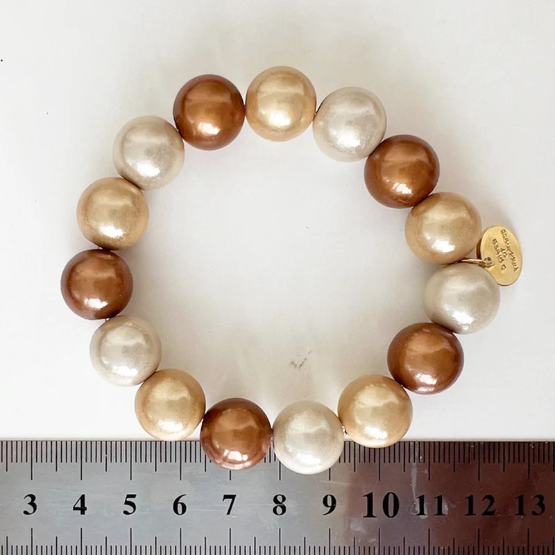 chunky Perlenarmband beige braun