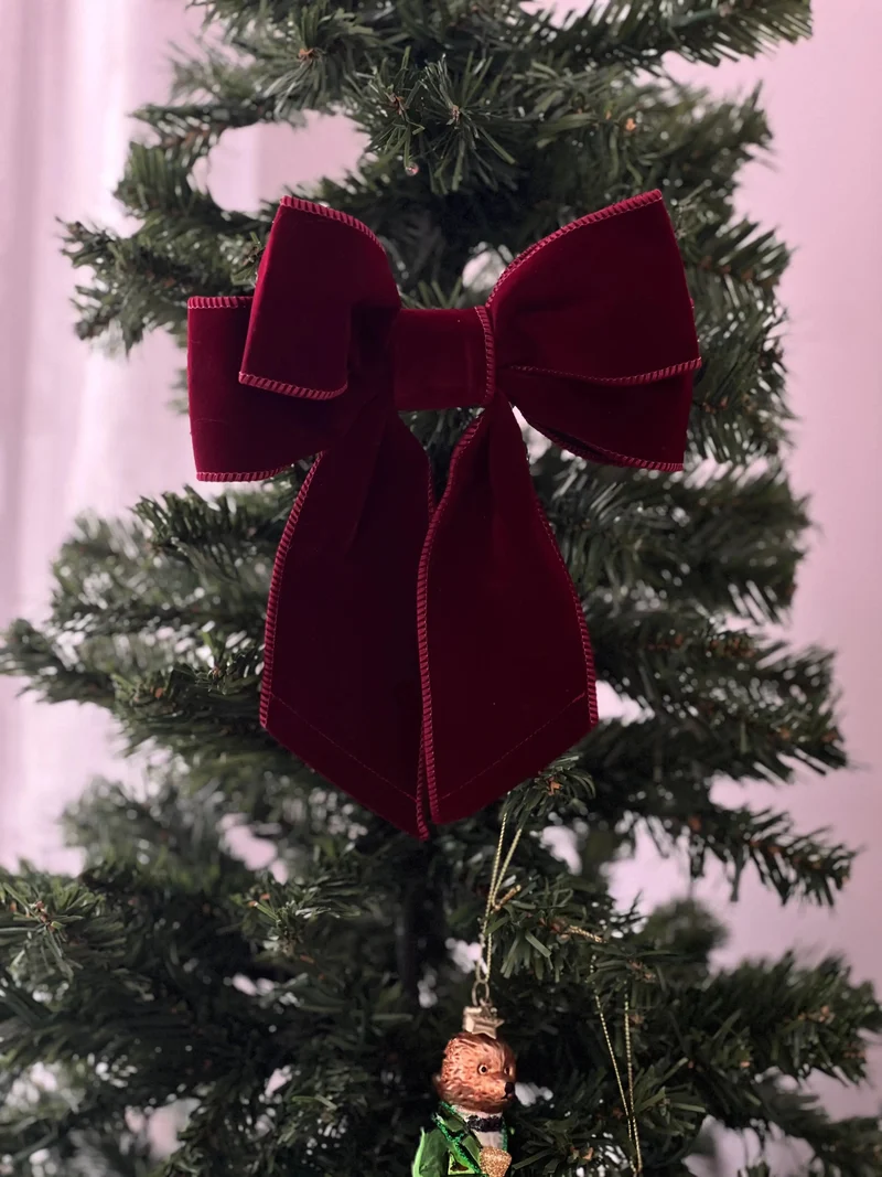 2-er Set Christbaumschmuck Samtschleife dunkelrot