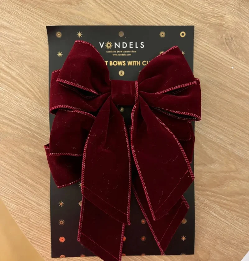 2-er Set Christbaumschmuck Samtschleife dunkelrot